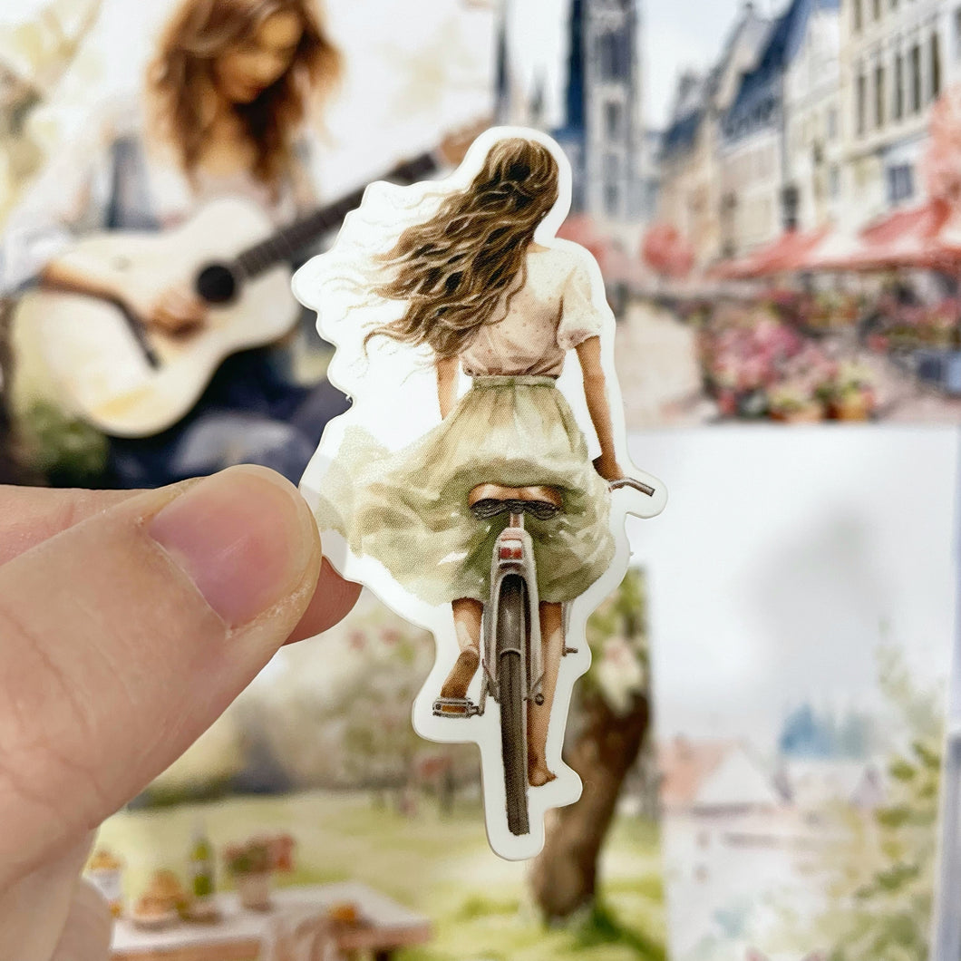 Girl & Bike - Vinyl Sticker