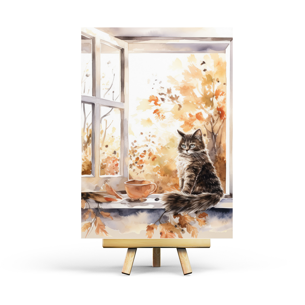 Autumn Cat - Postcard