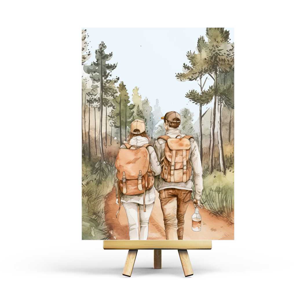 Hiking Together - Postcard