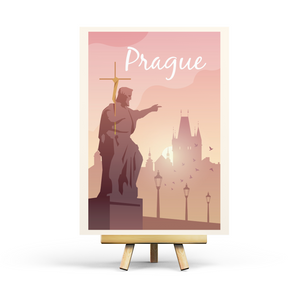 Prague - Retro Travel Postcard