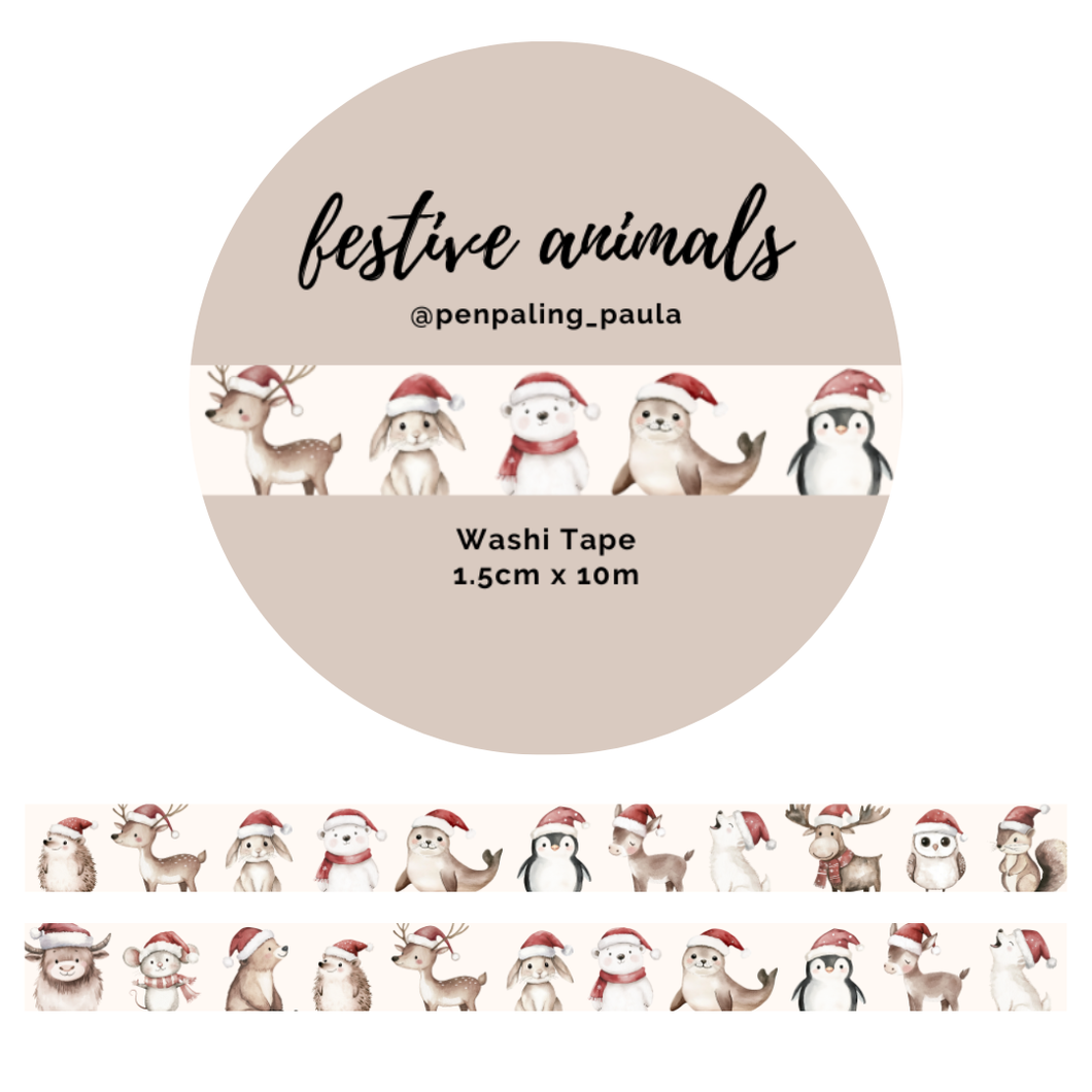 Festive Animals - Washi Tape