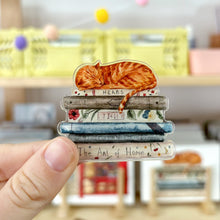 Load image into Gallery viewer, Books &amp; Cat - Acrylic Fridge Magnet
