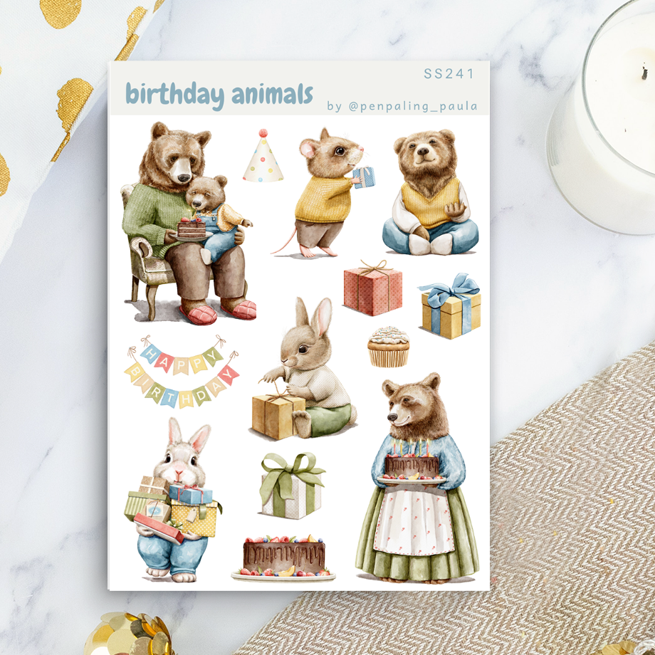 Birthday Animals - Sticker Sheet