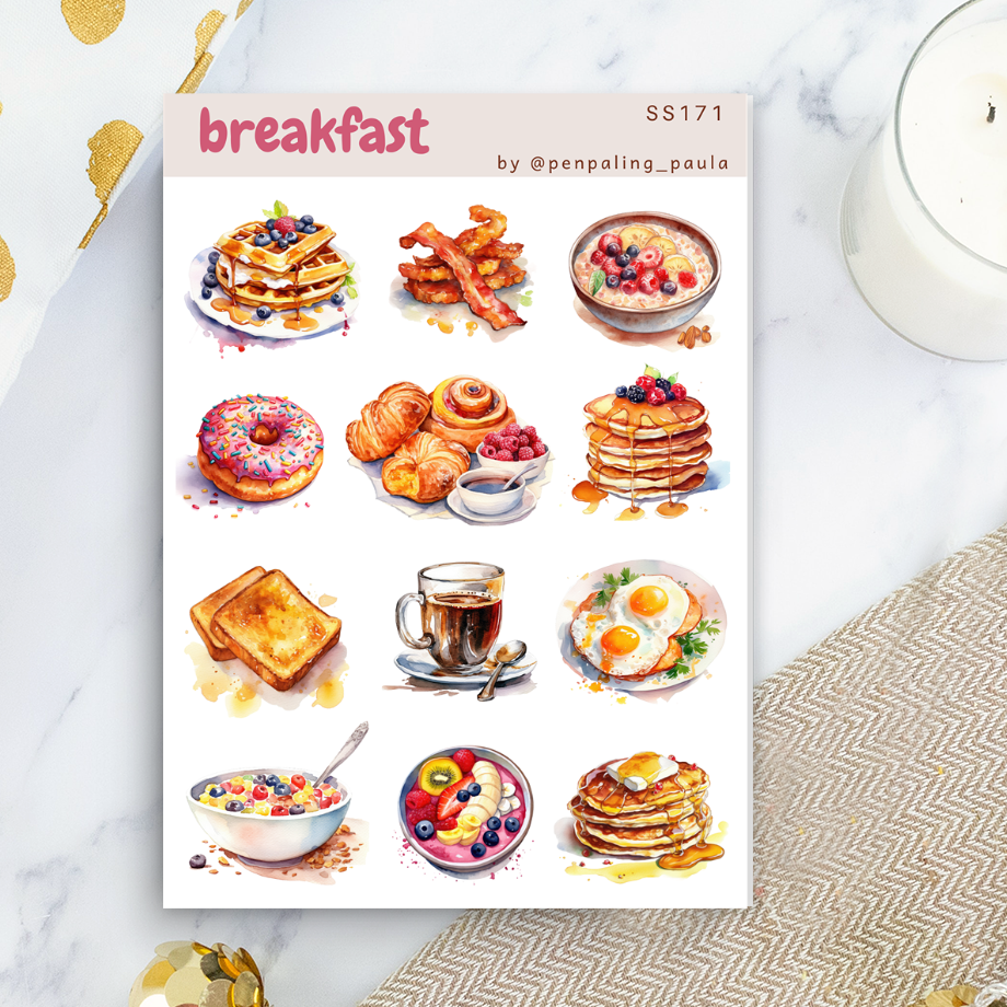 Breakfast - Sticker Sheet – @penpaling_paula