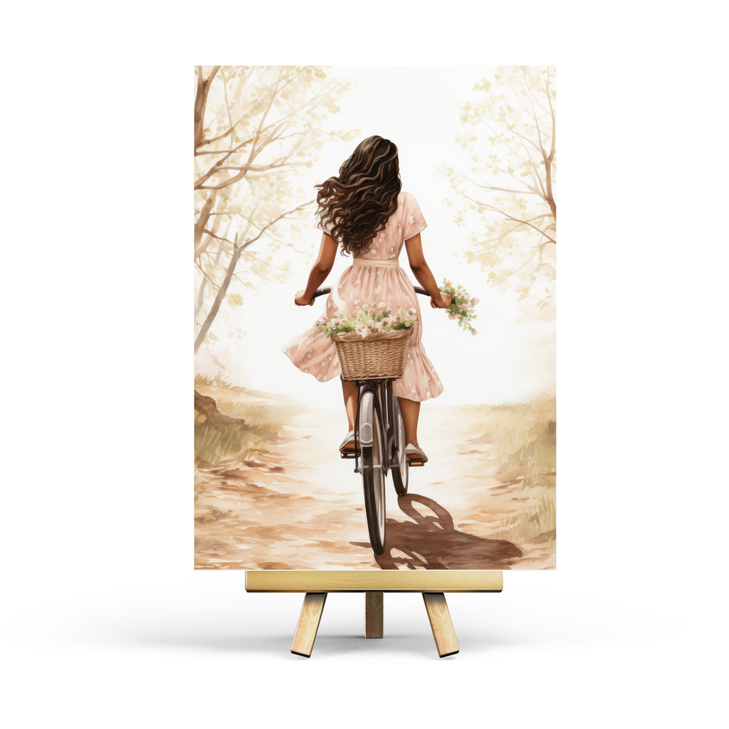 Mädchen & Fahrrad - Postkarte