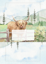 Load image into Gallery viewer, Highland Cow Printable Stationery
