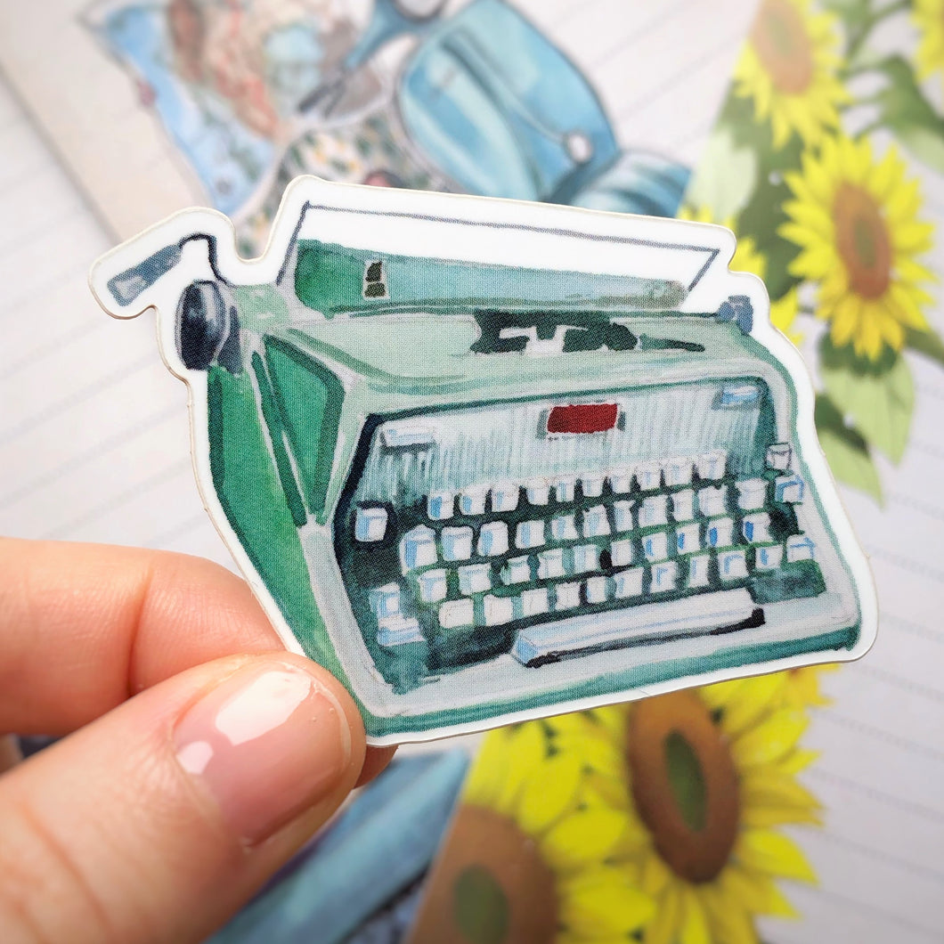 Blue Typewriter - Vinyl Sticker