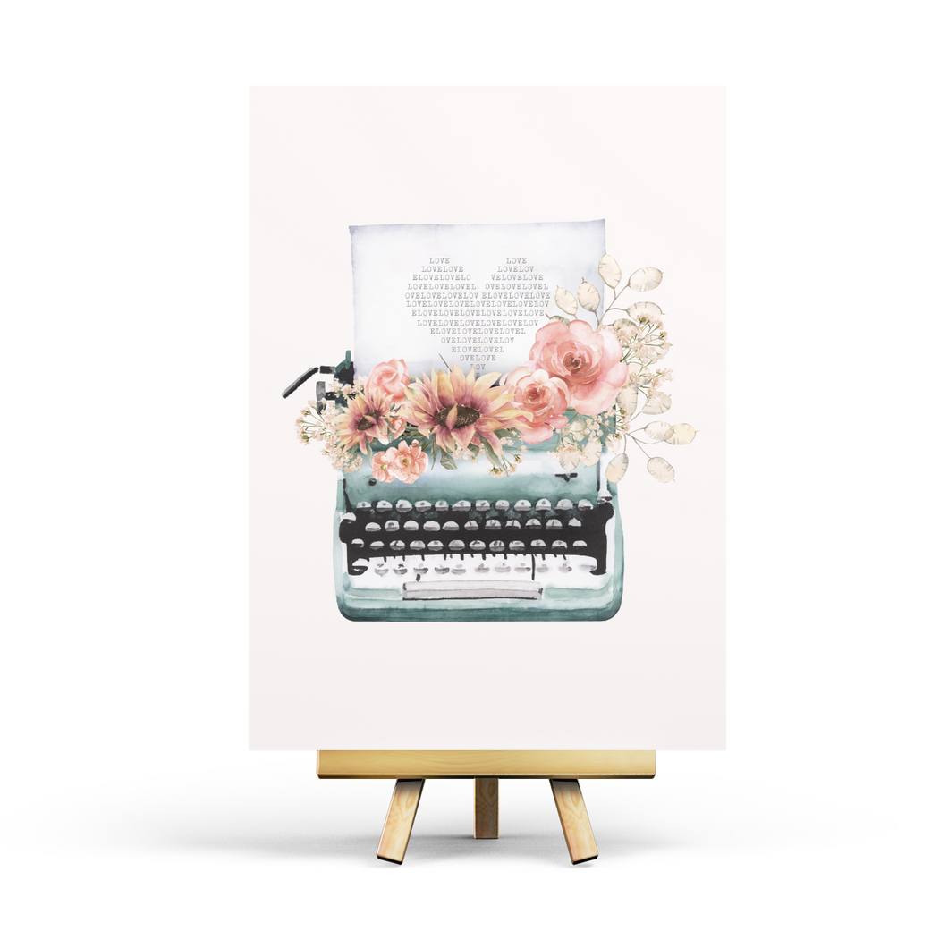 Love Typewriter - Postcard